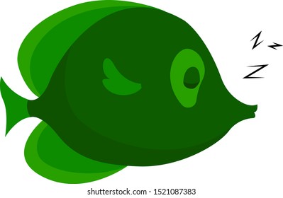 Pescado verde, ilustración, vector sobre fondo blanco.