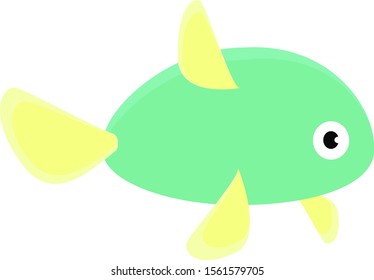 Pescado verde, ilustración, vector sobre fondo blanco.