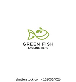 Vector de plantilla de diseño de icono de logotipo de pescado verde