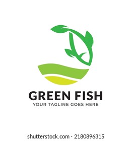 green fish logo icon vector template.