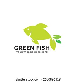 plantilla vectorial de icono del logotipo de pez verde.