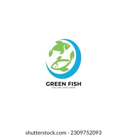 green fish logo vector template.