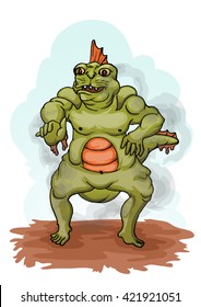 green fish monster cartoon character