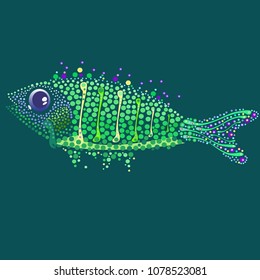 Green fish on a green background