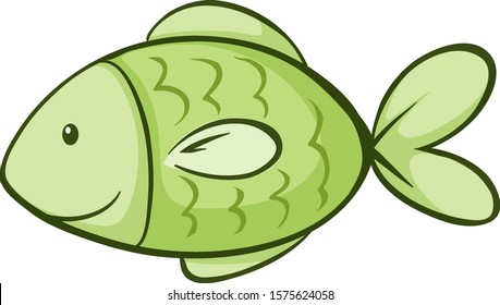 Grüner Fisch auf weißem Hintergrund, Vektorgrafik