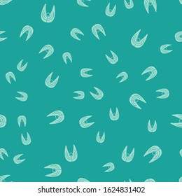 Green Fish steak icon isolated seamless pattern on green background.  Vector Illustration