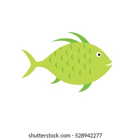 green fish. striped aquarium exotic fish tropical marine fish. vector