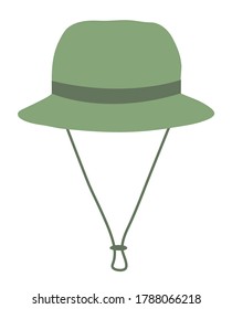Green fisherman's hat. Panama. Isolated on a white background. Vector illustration.