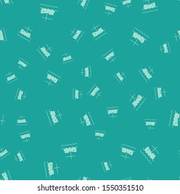 Green Fishing boat on water icon isolated seamless pattern on green background.  Vector Illustration