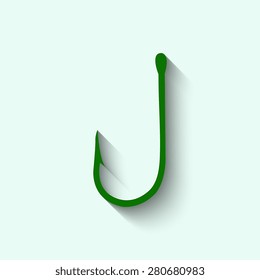 Green Fishing hook black  with shadow
