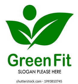 green fit vector logo template illustration.This logo suitable for healthy
