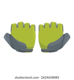 Green fitness gloves with open fingers protecting hands during workout