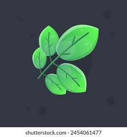 Grün Fünf niedliche Blätter Zweig-Symbol Spiel UI Vektorgrafik Design
