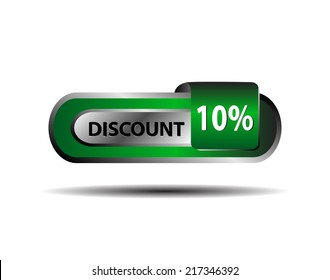 Green five percent discount button vector