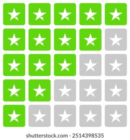 Green five star rating vector illustration. 1 to 5 point stars feedback product review icons