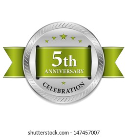 Green five year anniversary seal