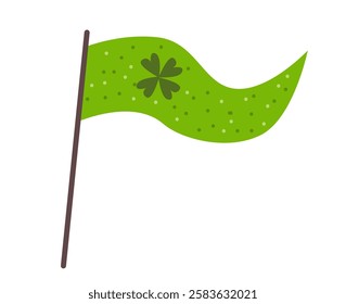 Green Flag with Clover. St. Patrick’s Day Decor Element.