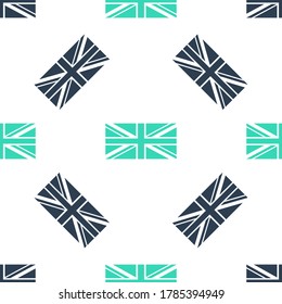 Green Flag of Great Britain icon isolated seamless pattern on white background. UK flag sign. Official United Kingdom flag sign. British symbol.  Vector