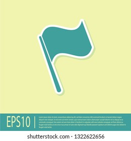 Green Flag icon isolated on yellow background. Flat design. Vector Illustration