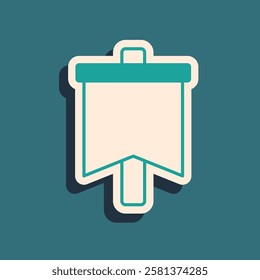 Green Flag icon isolated on green background. Victory, winning and conquer adversity concept. Long shadow style. Vector