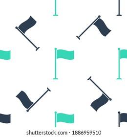 Green Flag icon isolated seamless pattern on white background. Location marker symbol. Vector.