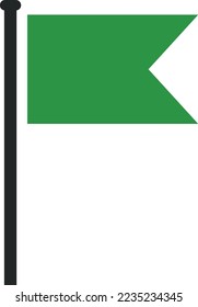 Green flag icon. Pin pole color symbol