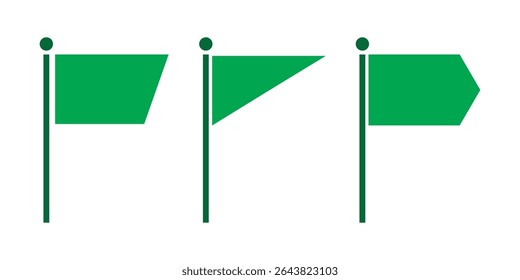 green flag icon set on white background, pin icon, pointer, vector illustration. EPS10