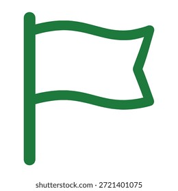 Ilustración vectorial de icono de bandera verde. Símbolo de banderín lineal simple para hitos, objetivos, éxito, logro y marca de ubicación aislado sobre fondo blanco.