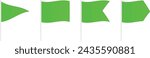 Green flag icon warning danger on small pennant different shapes