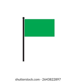 Green flag icon warning danger on small pennant different shapes