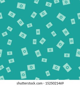 Green Flag of Israel icon isolated seamless pattern on green background. National patriotic symbol.  Vector Illustration
