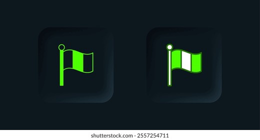 Green Flag Italy icon isolated on black background. Black square button. Vector