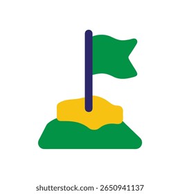 Green flag on a hill with a yellow top against a Brazil Proclamação da Republica