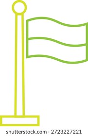 Bandeira verde no polo amarelo Vetor