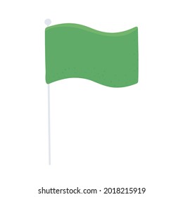 green flag pole isolated icon