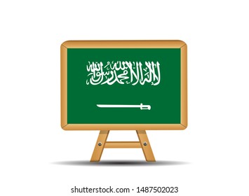 Green flag of saudi arabia with a sword. The correct size, proportion 2:3. Vector Illustration. EPS10
