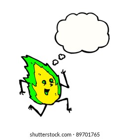 green flame running fire spirit cartoon