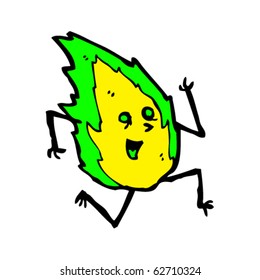 caricatura del icono de la llama verde