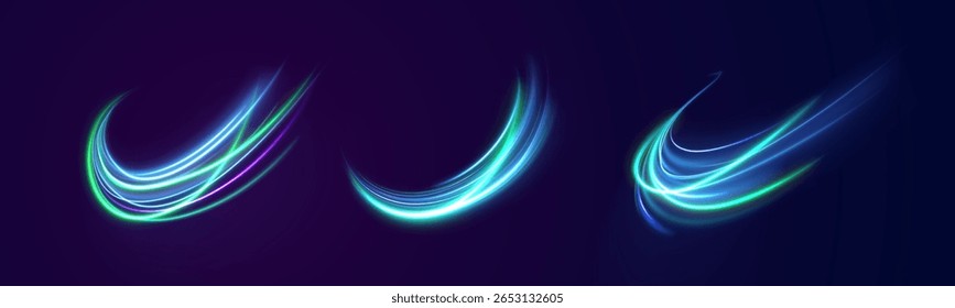 Destello verde con anillo eléctrico mágico y brillo vibrante del remolino en el brillo negro del diseño del brillo de la onda de la pintura transparente del efecto del proyector de la forma de la chispa del estallido de la luz del fondo negro

