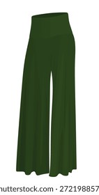 Calça solta com flared verde. vetor