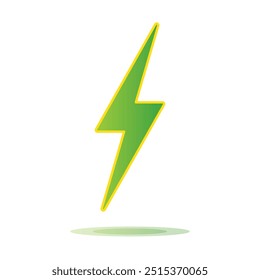 Ícone do Green Flash. Parafuso de ilustração de vetor de relâmpago. Traço do sinal de relâmpago. Flash de parafuso elétrico . Elemento de design para relâmpagos. Logo do Thunder Strike. Ícone do flash de carga. Aplicativo de ícone Thunderbolt