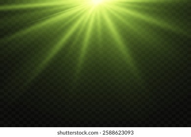 A green flash of rays of light, an explosion of a star.