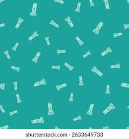 Green Flashlight for diver icon isolated seamless pattern on green background. Diving underwater equipment.  Vector