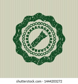 Green flashlight icon inside distress grunge style stamp
