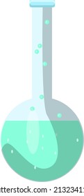 Green flask bottle, illustration, vector on a white background.