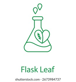 Green Flask Leaf Eco Nature Vector Illustration Icon Design Symbol