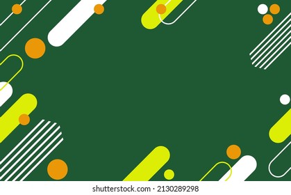 Green flat abstract vector background with long rounded shapes and circles.