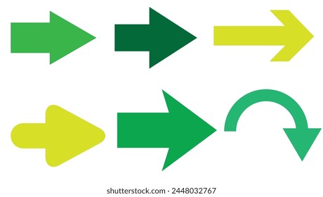 Green flat arrows white background Big vector collection