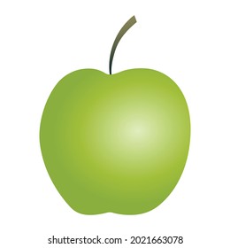 Green flat art apple with a stem isolated on a white background