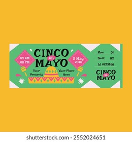 Green Flat Design Cinco De Mayo Ticket